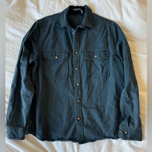 ASOS men’s shacket blue shirt button up long sleeve fall winter size large